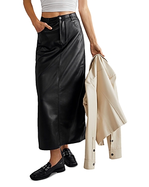 Free People City Slicker Faux Leather Maxi Skirt In Black