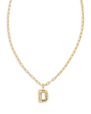KENDRA SCOTT CRYSTAL LETTER SHORT PENDANT NECKLACE, 16