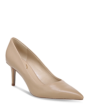 Shop Sam Edelman Women's Vienna Pointed Toe Mid Heel Pumps In Soft Beige