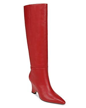 SAM EDELMAN WOMEN'S VANCE POINTED TOE RED HIGH HEEL TALL BOOTS