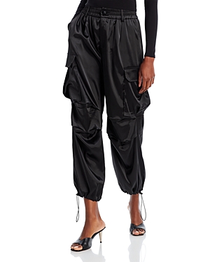 Fore Satin Cargo Pants In Black