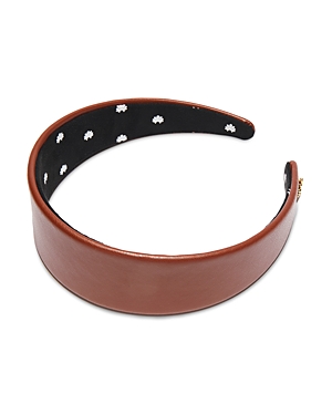 Shop Lele Sadoughi Cher Faux Leather Headband In Brown