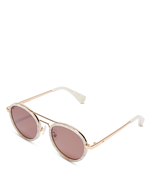 Lele Sadoughi Downtown Aviator Sunglasses, 50mm In Ivory/pink Solid