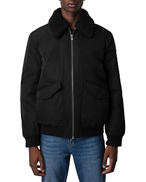 Zadig & Voltaire Faux-shearling Collar Jacket In Noir