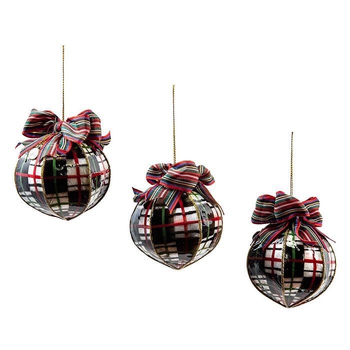 Mackenzie-Childs Courtly Plaid Ornaments, Set of 3