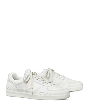 Shop Tory Burch Women's Clover Court Lace Up Low Top Sneakers In Titanium White