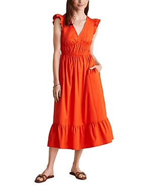 Vineyard Vines Poplin Flutter Midi Dress In Cocktail