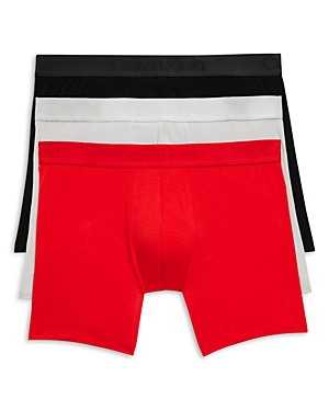 Calvin Klein Logo Waistband Boxer Briefs, Pack Of 3 In Red/creme/black
