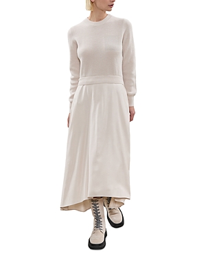 Shop Peserico Bimaterial Dress In Marble Dust