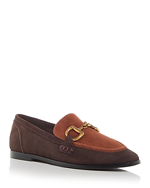 Jeffrey Campbell Velviteen Bit Loafer In Brown/tan Suede/gold