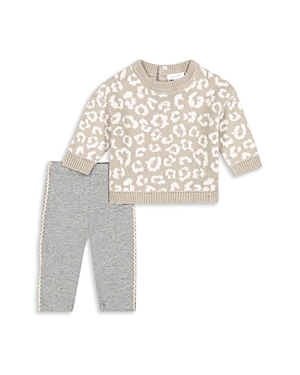 Miniclasix Girls' Intarsia Animal Sweater & Leggings Set - Baby In Tan