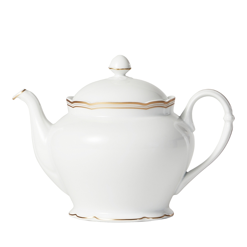 Bernardaud Pompadour Large Teapot In White/gold