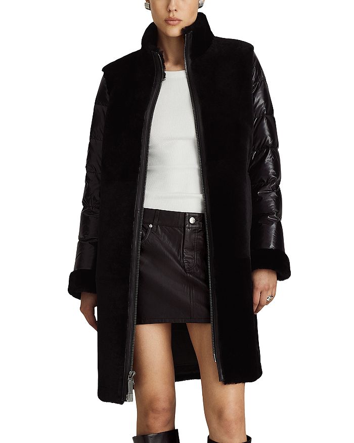 Dawn Levy Monique Mixed Media Shearling Coat Bloomingdale s