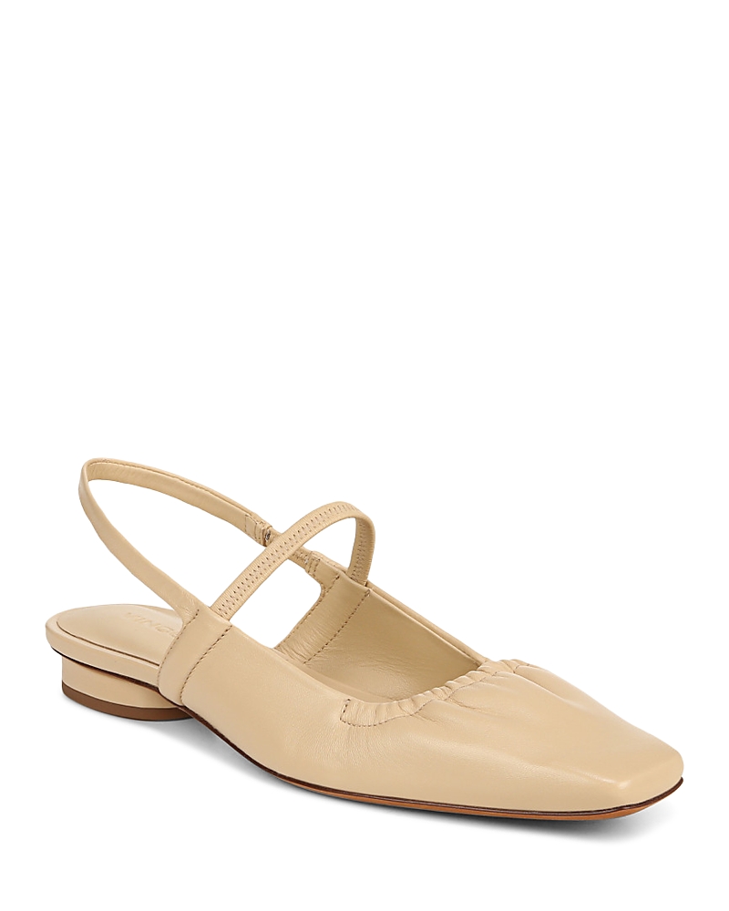 Vince Venice Leather Slingback Ballerina Flats In Macadamia