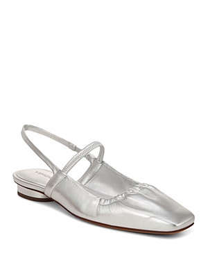 Vince Venice Metallic Slingback Ballerina Flats In Warm Silver