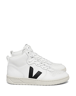 Shop Veja Men's V-15 Lace Up Sneakers In Extra White Black