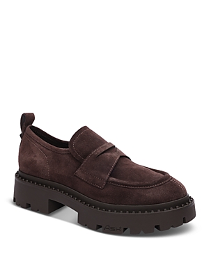 Shop Ash Women's Genial Studded Slip On Loafer Flats In Brown
