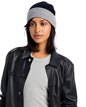 C By Bloomingdale's Cashmere Reversible Ribbed Knit Cashmere Cuff Hat - Exclusive In Gray/black