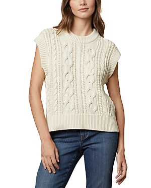 Shop Velvet By Graham & Spencer Hadden Sleeveless Cable Knit Sweater In Flax Beige