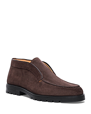 Shop Santoni Men's Detroit Laceless Slip On Chukka Boots In Dark Brown