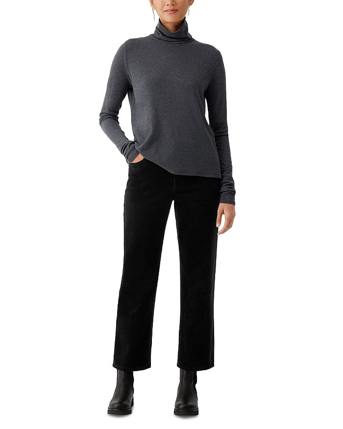 Shop Eileen Fisher Ruched Turtleneck In Charcoal