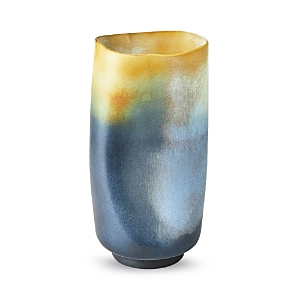 Global Views Indent Small Gray and Yellow Vase