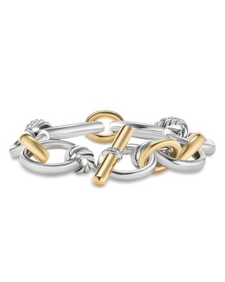 David Yurman - 18K Yellow Gold & Sterling Silver DY Mercer Diamond Link Bracelet
