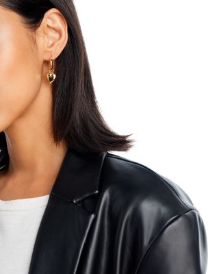 Polished Heart Dangle Hoop Earrings in 14K Yellow Gold