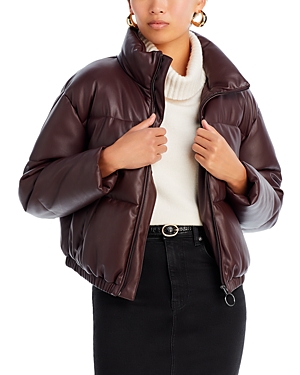 Aqua Faux Leather Puffer Jacket - 100% Exclusive In Maroon