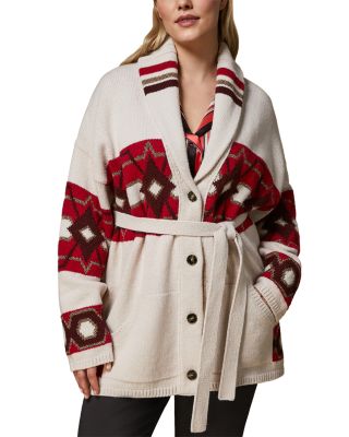 Cardigan Marina Rinaldi Femme Taille 36, Noir Et Blanc, Coupe Ample, 50% Acrylique 50% Laine