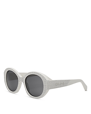 Shop Celine Bold 3 Dots Round Sunglasses, 53mm In Silver/gray Solid