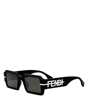 Fendi Graphy Rectangular Sunglasses, 52mm In Matte Black/gray Solid