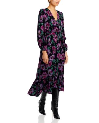 AQUA - Long Sleeved Floral Wrap Maxi Dress - 100% Exclusive