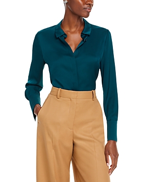 Shop Kobi Halperin Larissa Silk Blend Blouse In Sea Moss