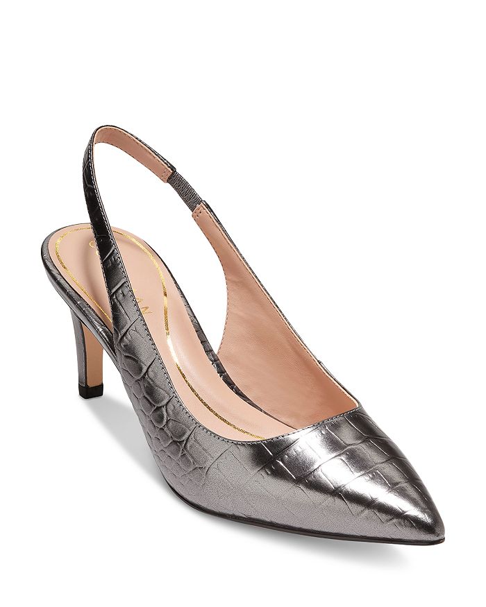 Shop Cole Haan Women's Vandam Pointed Toe Slingback High Heel Pumps In Dark Silver