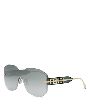 Shop Fendi Graphy Geometric Sunglasses, 145mm In Gold/green