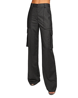 Shop Ramy Brook Noa Pinstriped Pants In Charcoal Lux Pinstripe