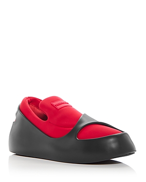 Ferragamo Two-tone Slip Ons In Neoprene And Rubber In Flame Red