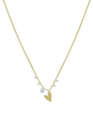 14K Yellow & White Gold Diamond Heart Pendant Necklace, 16-18