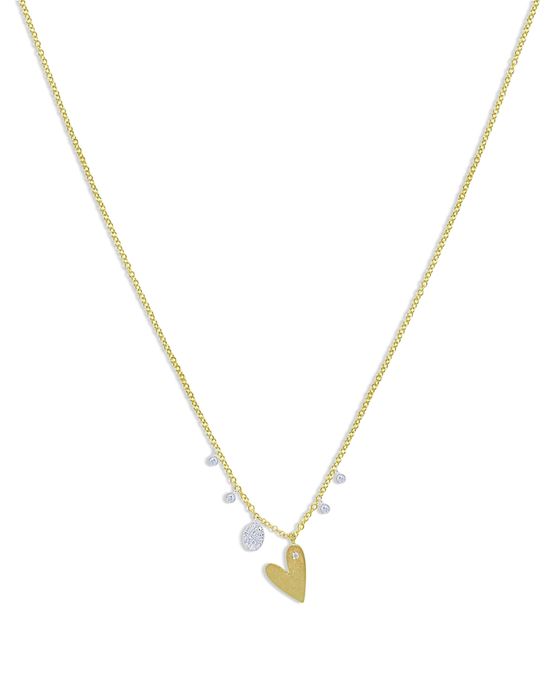 Meira T 14K Yellow & White Gold Diamond Heart Pendant Necklace, 16