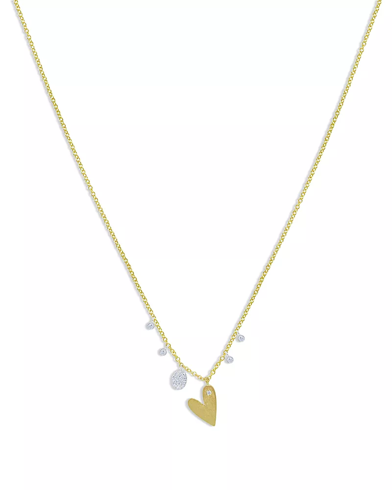 Meira T 14K Yellow & White Gold Diamond Heart Pendant Necklace, 16