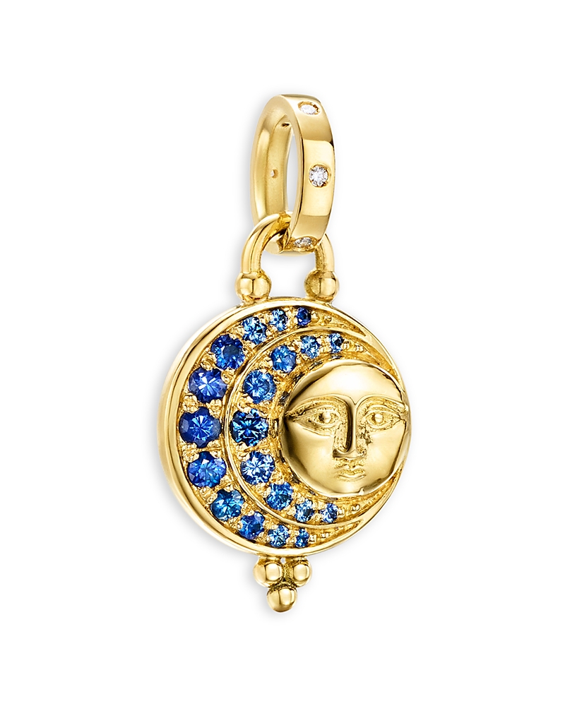 Temple St Clair Women's Celestial Lunar Eclipse 18k Yellow Gold, Blue Sapphire & 0.003 Tcw Diamond Moon Pendant In Blue/gold
