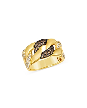 Bloomingdale's Men's Brown & Champagne Diamond Link Ring In 14k Yellow Gold In Brown/gold