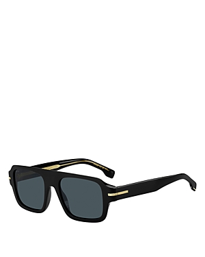 Hugo Boss Boss Flat Top Sunglasses, 53mm In Black/blue Solid