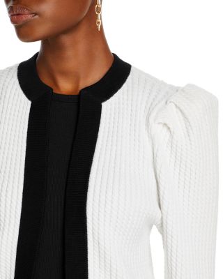 Trina Cable Puff Sleeve Cropped Cardigan