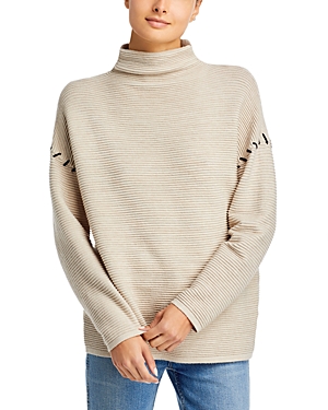 T Tahari Mock Neck Ottoman Sweater In Oatmeal Heather
