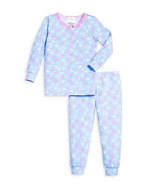 Esme Girls' Heart Print Pajama Set - Little Kid In Denim Hearts