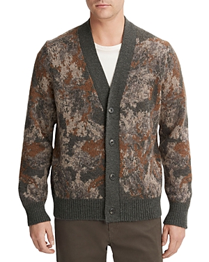 VINCE ABSTRACT FLORAL CARDIGAN SWEATER