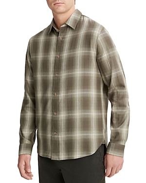 Shop Vince Toledo Shadow Plaid Long Sleeve Shirt In Smoke Tree