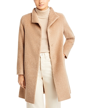Shop Cinzia Rocca Stand Collar Wool-blend Coat In Light Camel